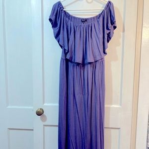 Off shoulder, purple, midi dress WITH POCKETS AND TAGS ON
